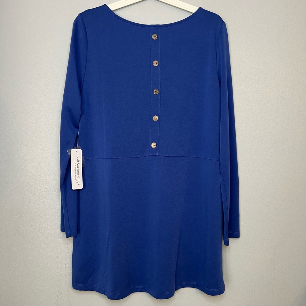 Blue Button-Back Women's Top